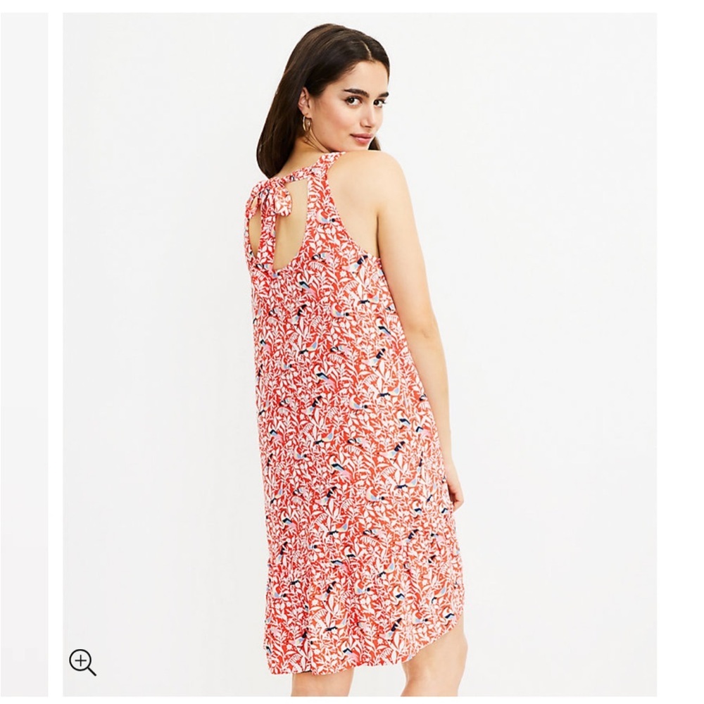 Loft Tropical Tie Back Flounce Dress